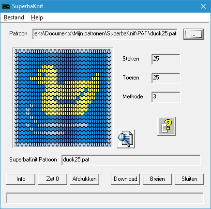 SuperbaKnit Main screen